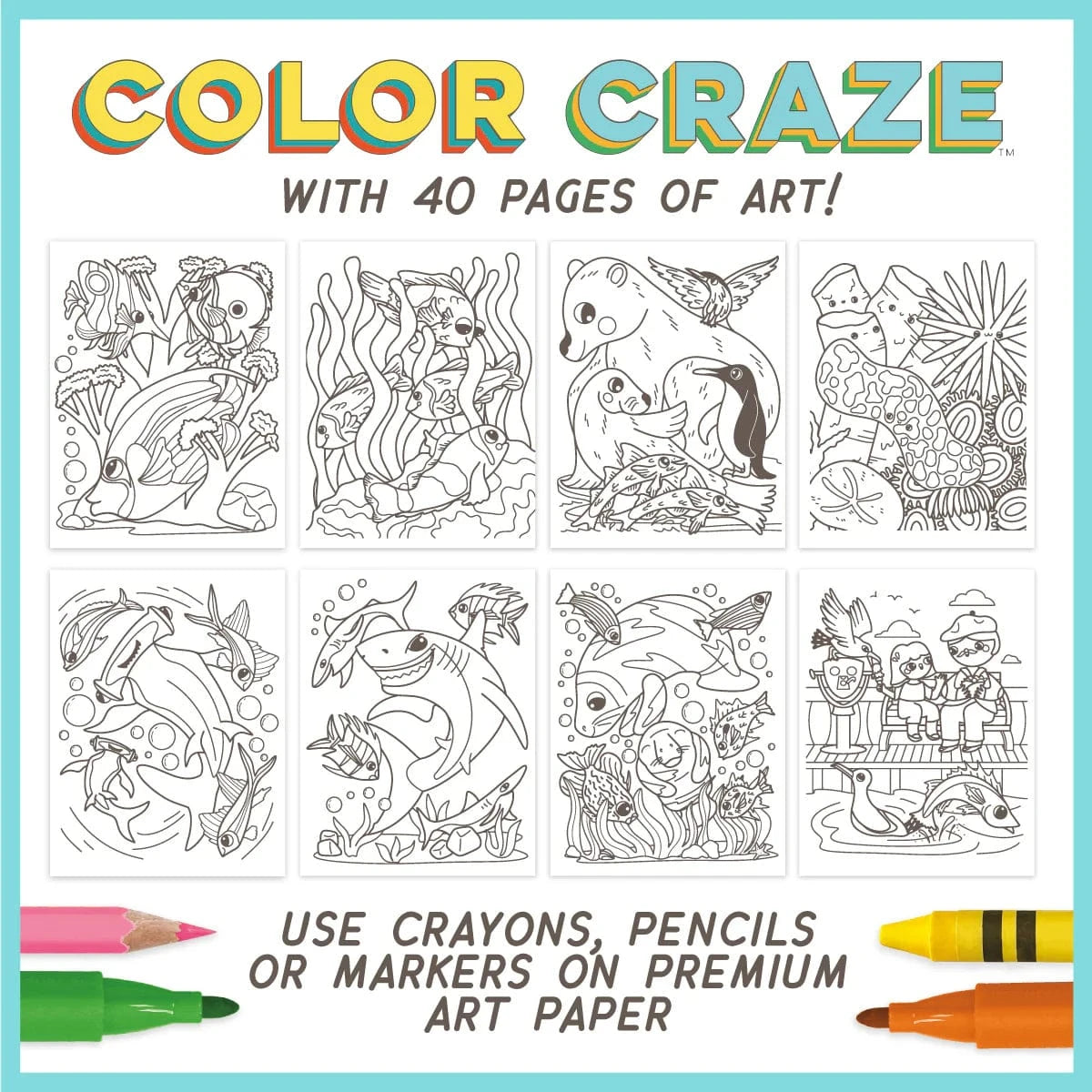 Bright Stripes Coloring & Painting Books Default Color Craze - Ocean Pals Coloring Book