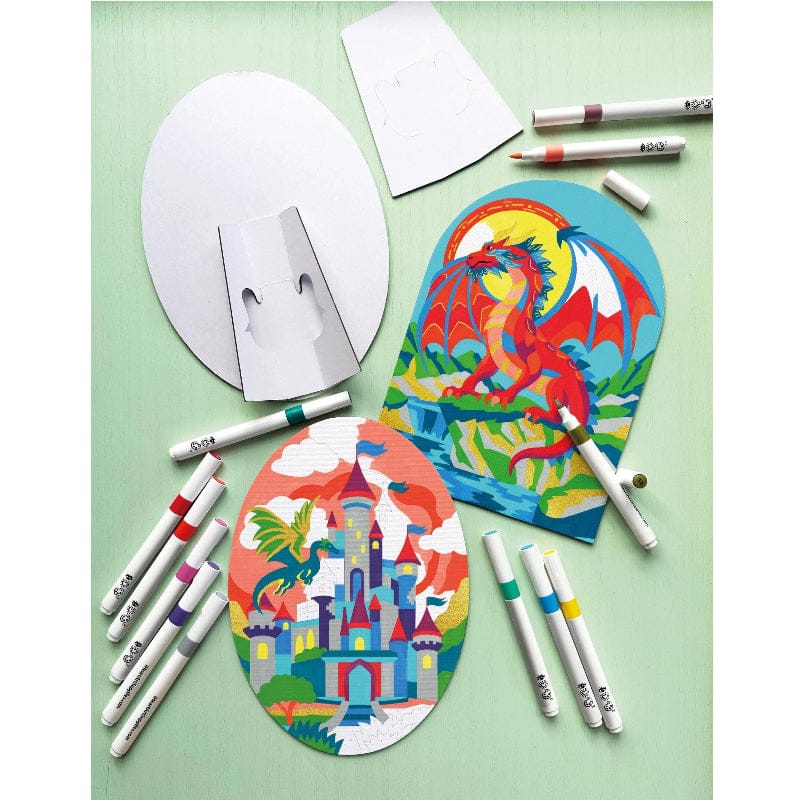 Bright Stripes Coloring & Painting Kits Marker by Numbers - Dragons