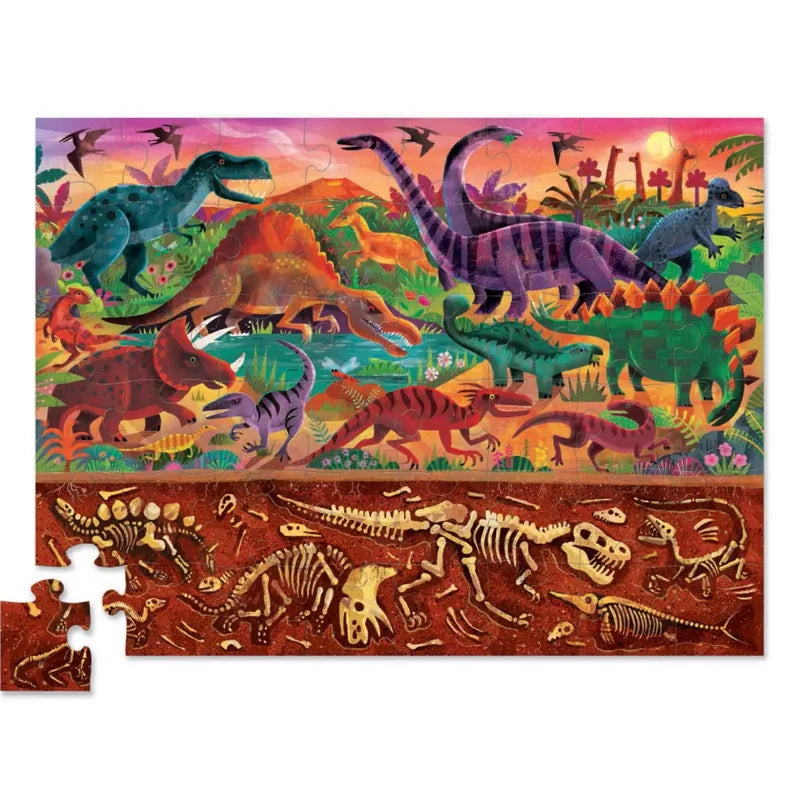 Crocodile Creek Under 100 Piece Puzzles Dinosaurs 50 Piece Holographic Puzzle
