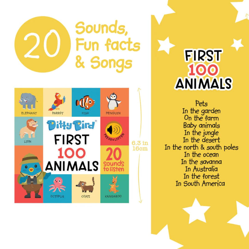 Ditty Bird Books with Sound Default Ditty Bird - First 100 Animals