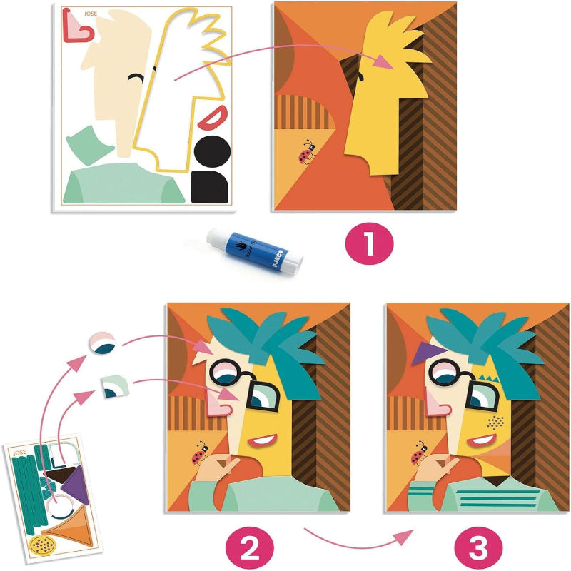 Djeco Art & Craft Activity Kits Default Inspired by Picasso - Square Heads Collage & Sticker Art Kit