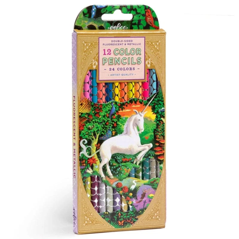 eeBoo Markers, Pens, Brushes & Crayons Default Unicorn Garden 12 Double Sided Color Pencils