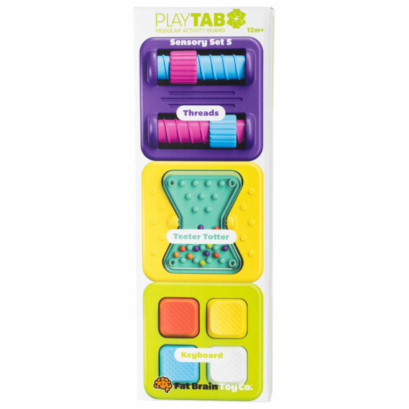Fat Brain Sensory Toys PlayTab Tiles: Threads, Teeter Totter, Keyboard (Set 5)