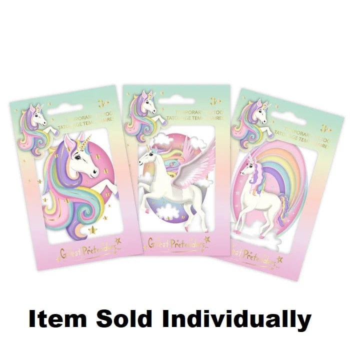 Great Pretenders Temporary Tattoos Unicorn Tattoo Single (Assorted Styles)
