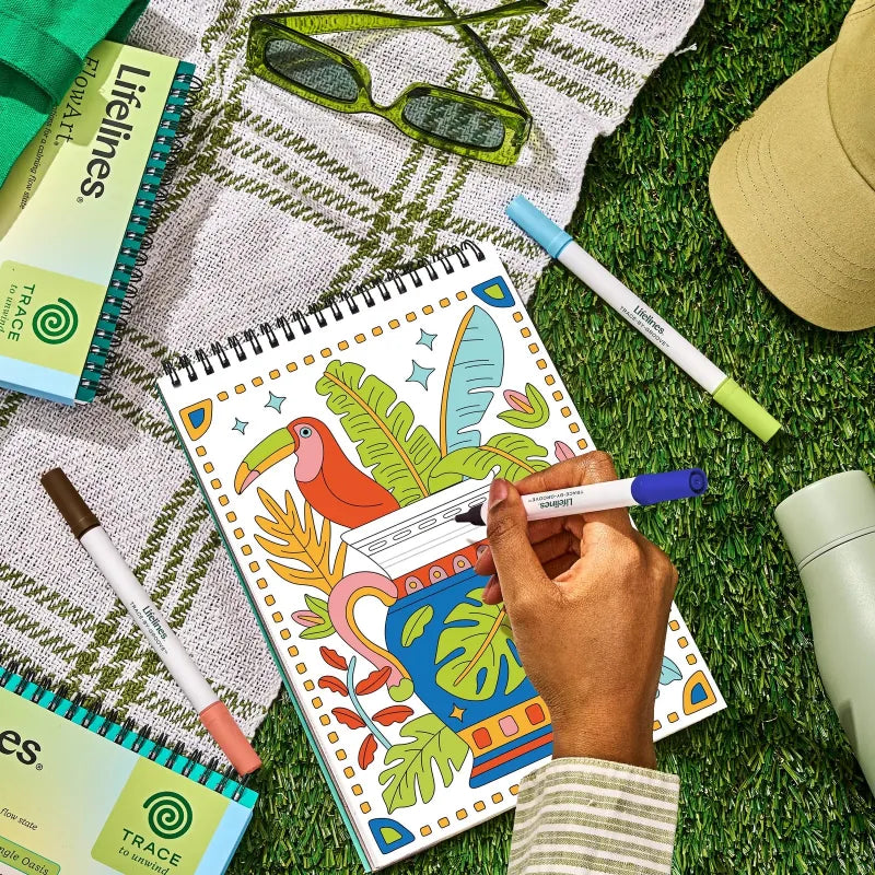Lifelines Coloring & Painting Kits FlowArt: Trace-by-Groove - Jungle Oasis