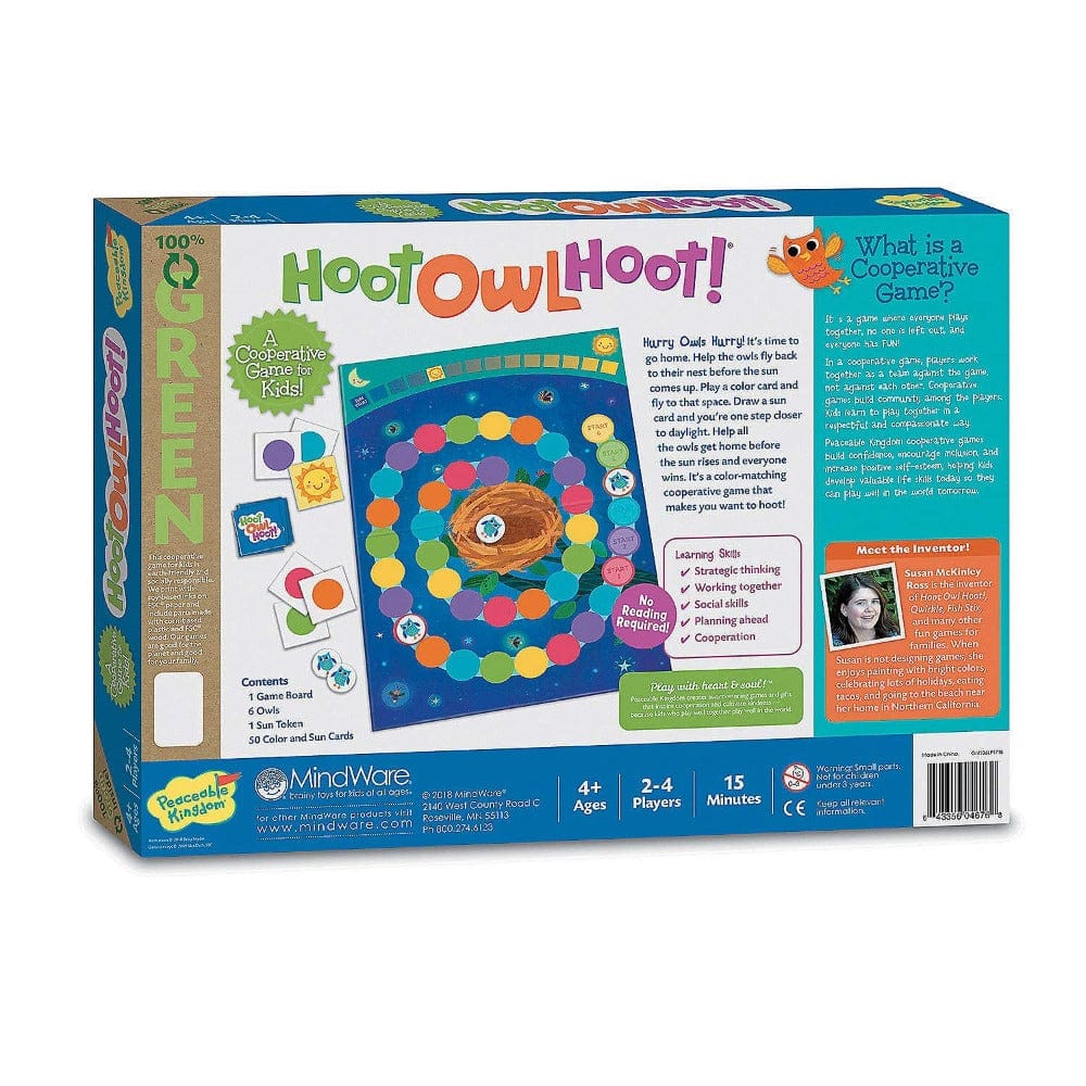Peaceable Kingdom Cooperative Games Hoot Owl Hoot Board Game