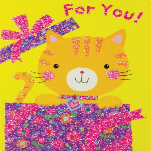 Peaceable Kingdom Mini Gift Enclosure Cards Default For You! Kitty In Box Glitter Gift Enclosure