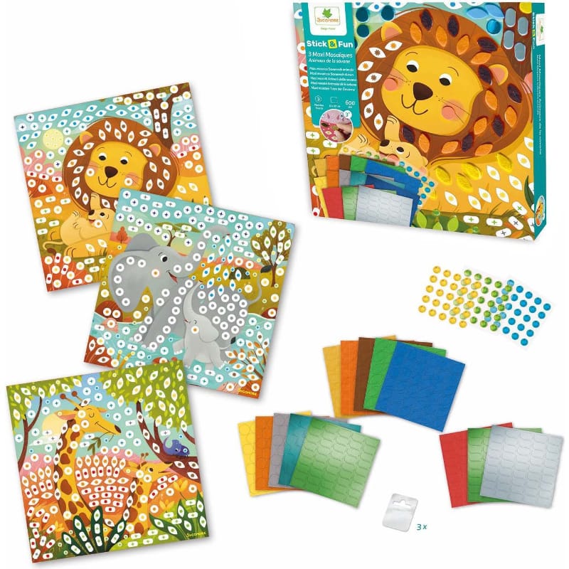 Speedy Monkey Sticker Activity Sets Stick n Fun - Savannah Animal Mosaics