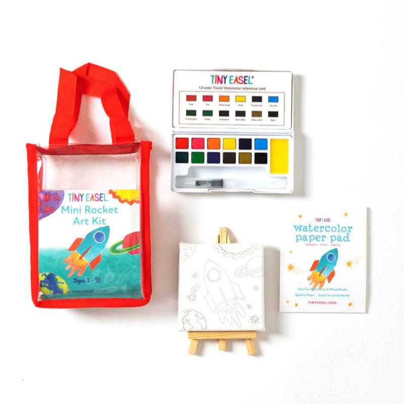 Tiny Easel Coloring & Painting Kits Mini Art Kit: Rocket