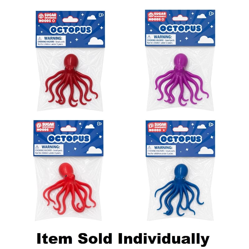 Toysmith Fidget Toys Sugar Skwisheez: Noods Octopus (Assorted Colors)