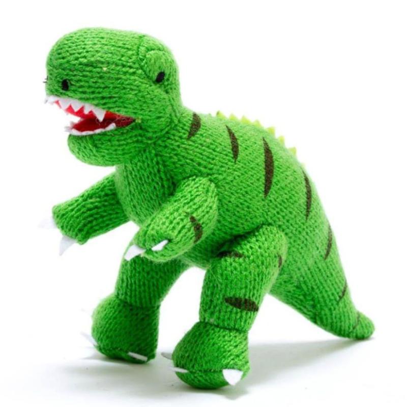 Best Years Plush Dinosaurs Default Green T Rex Knitted Dino Rattle