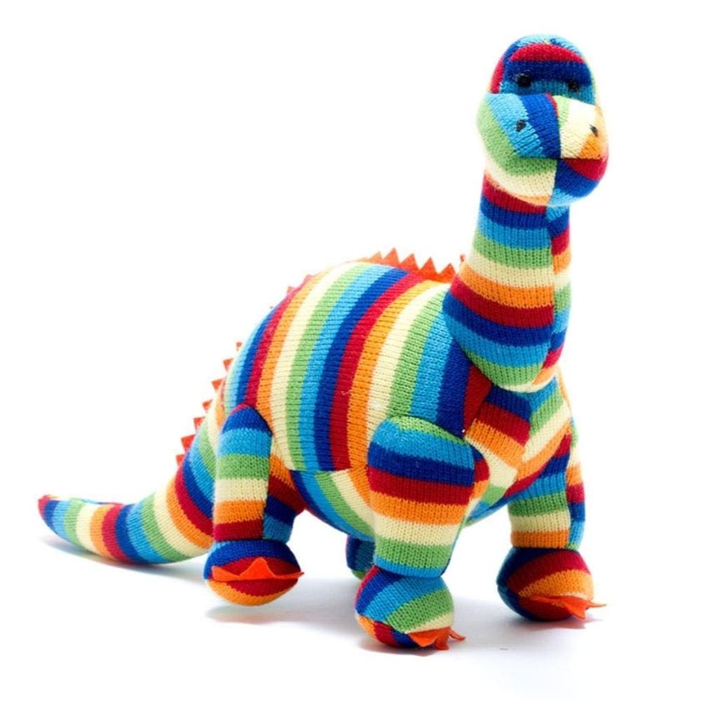 Best Years Plush Dinosaurs Default Rainbow Striped Diplodocus Knitted Dino