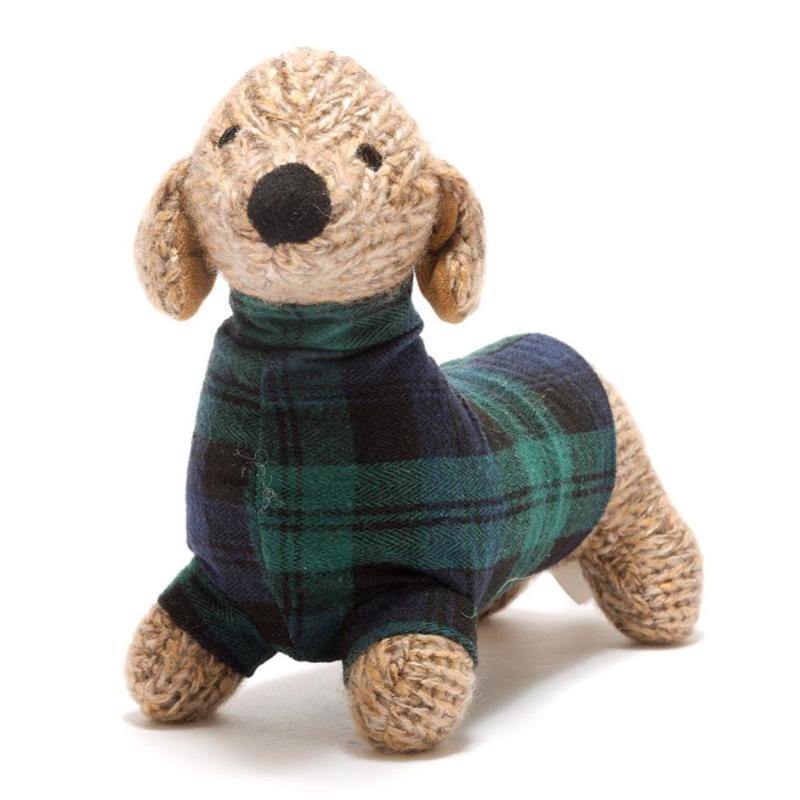 Best Years Plush Dogs Default Knitted Sausage Dog in Tartan Jumper