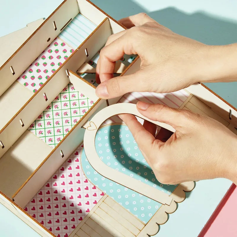 Bright Stripes Art & Craft Activity Kits DIY Wooden Curio Cottage