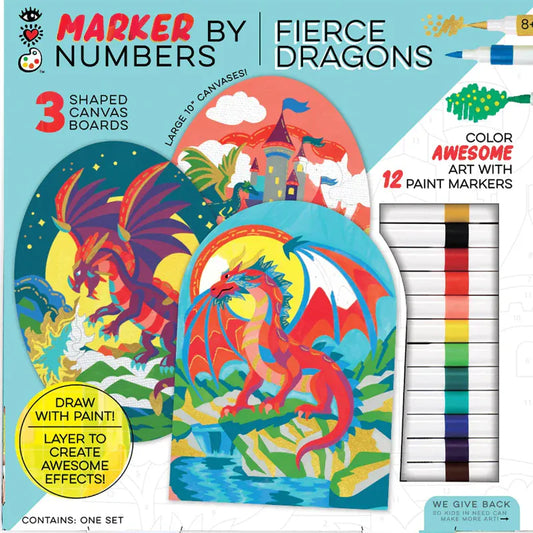 Bright Stripes Coloring & Painting Kits Marker by Numbers - Dragons