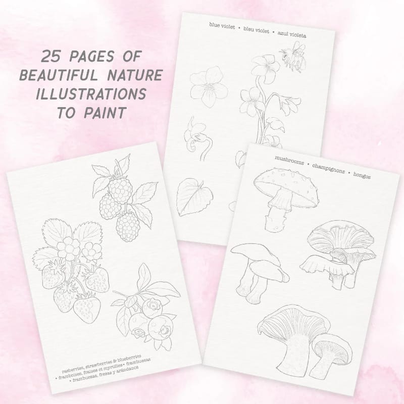 Bright Stripes Coloring & Painting Kits Watercolor Journal Flora