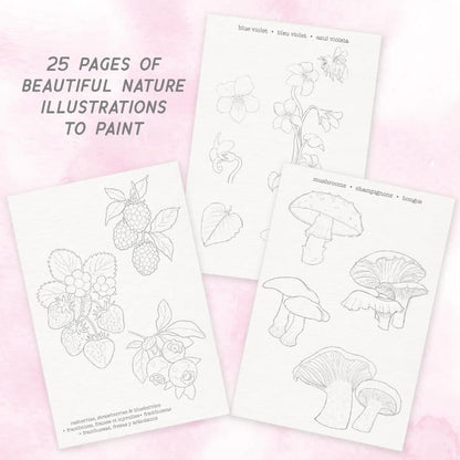 Bright Stripes Coloring & Painting Kits Watercolor Journal Flora