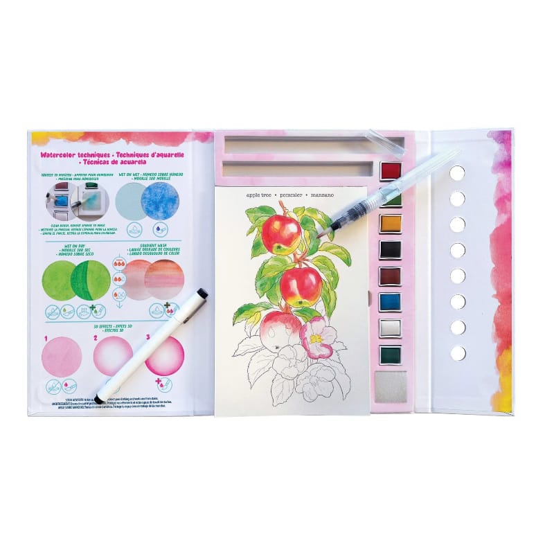 Bright Stripes Coloring & Painting Kits Watercolor Journal Flora