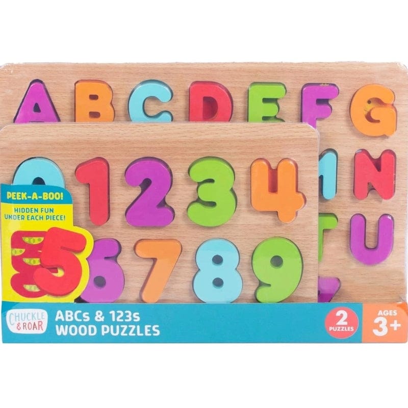 Buffalo Games Chunky Puzzles 2 Pack of Wood Puzzles - ABCs and 123s