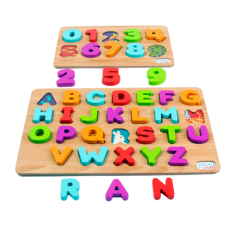 Buffalo Games Chunky Puzzles 2 Pack of Wood Puzzles - ABCs and 123s