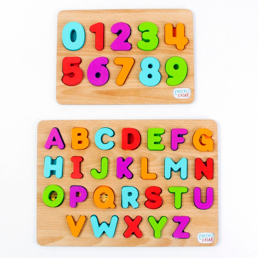 Buffalo Games Chunky Puzzles 2 Pack of Wood Puzzles - ABCs and 123s