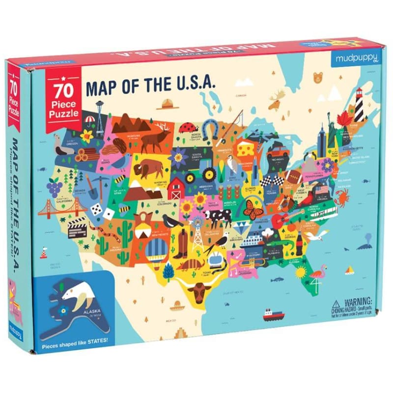 Chronicle Books Under 100 Piece Puzzles Map of the USA Puzzle 70 Piece Puzzle