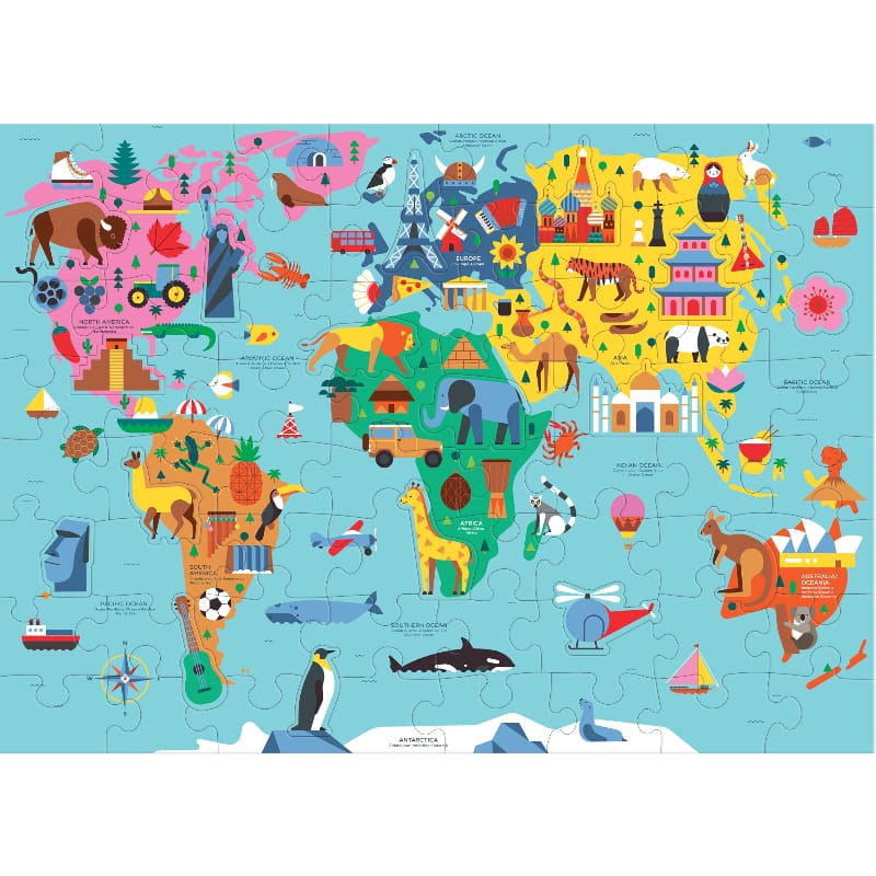 Chronicle Books Under 100 Piece Puzzles Map of the World 78 Piece Puzzle