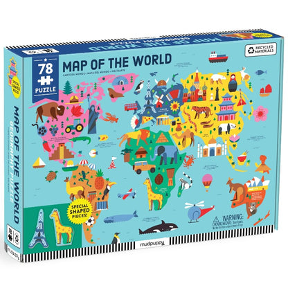 Chronicle Books Under 100 Piece Puzzles Map of the World 78 Piece Puzzle
