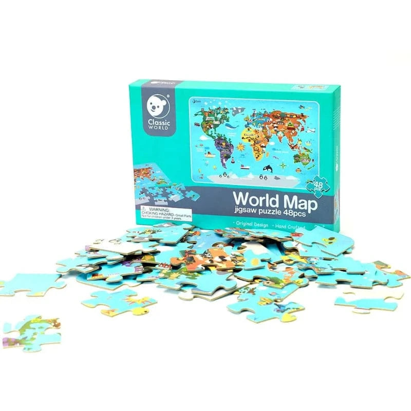 Classic World Under 100 Piece Puzzles Classic World – World Map 48 Piece Puzzle