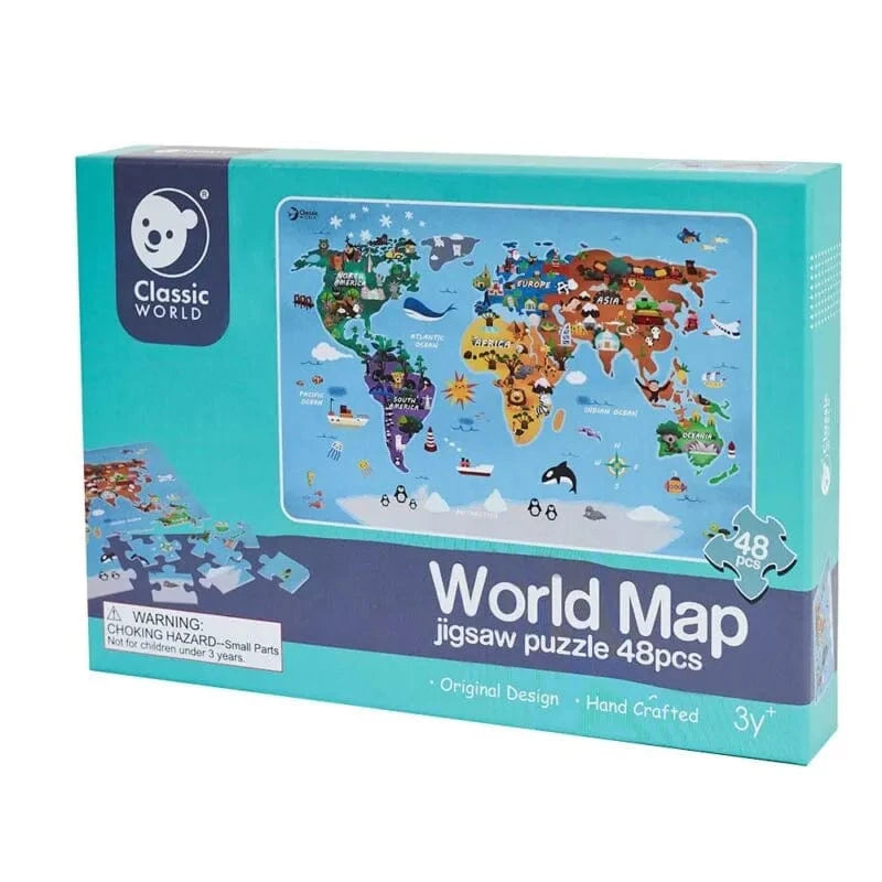 Classic World Under 100 Piece Puzzles Classic World – World Map 48 Piece Puzzle