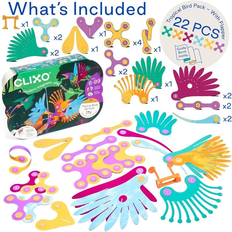 Clixo Magnetic Building Sets Default Clixo: Tropical Birds Magnetic Building Pack (22pcs)