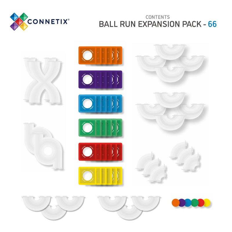 Connetix Magnetic Building Sets Connetix: Rainbow Ball Run Expansion Pack 66 Piece Set