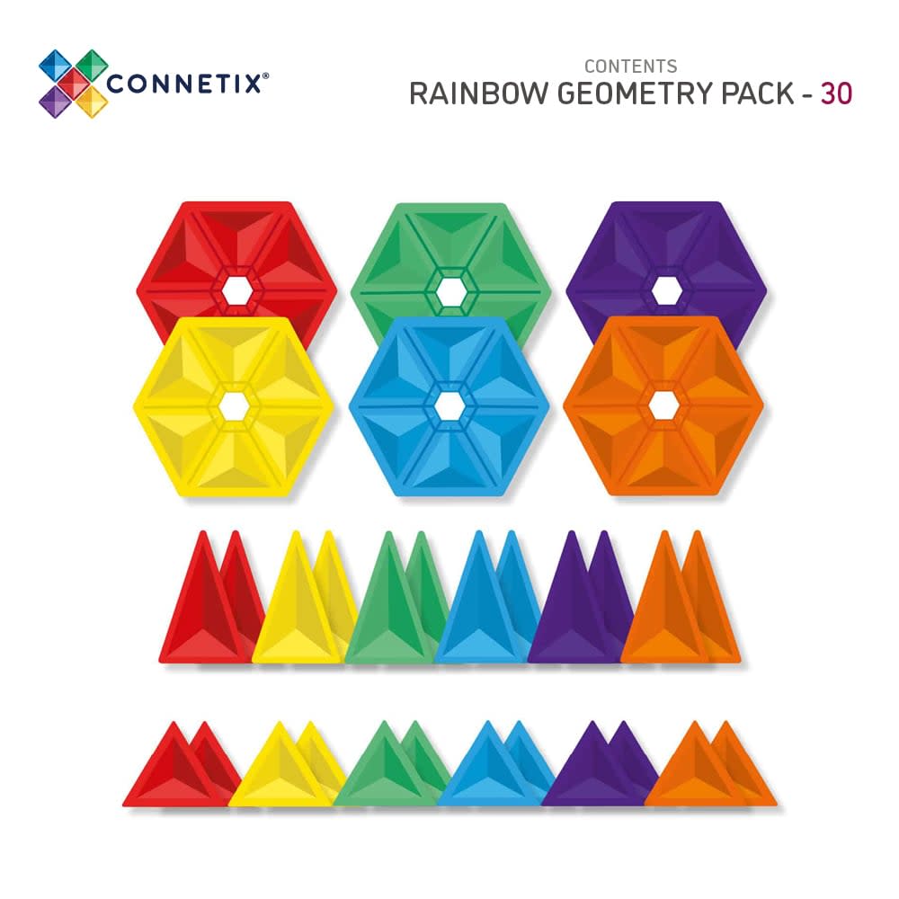 Connetix Magnetic Building Sets Connetix: Rainbow Geometry Pack 30 Piece Set