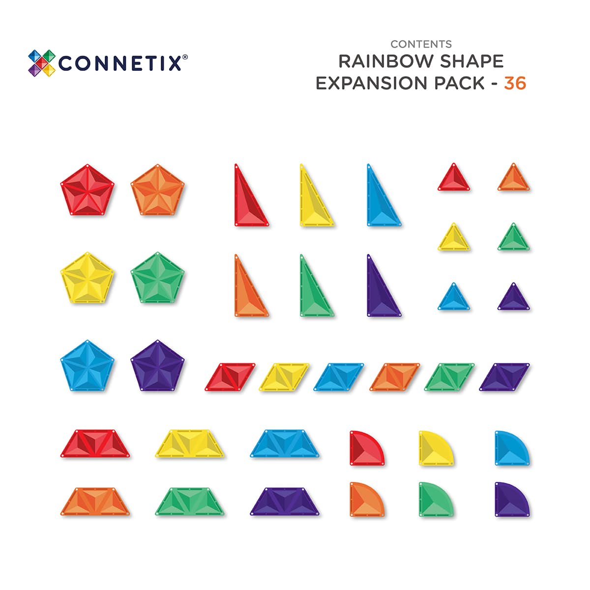 Connetix Magnetic Building Sets Default Connetix Rainbow Shape Expansion Pack 36 Piece Set