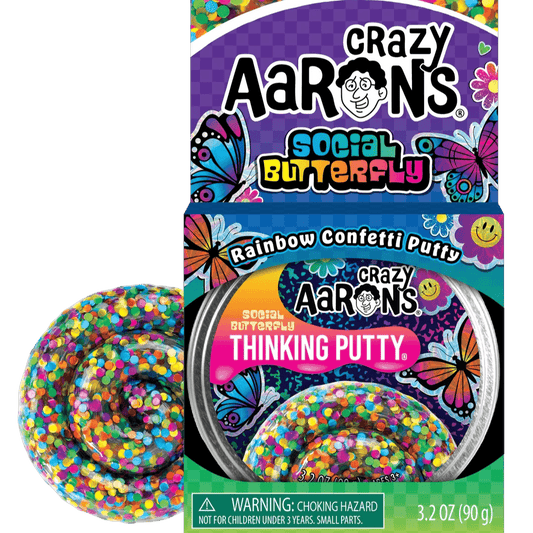 Crazy Aaron's Putty World Putty Social Butterfly Rainbow Confetti Thinking Putty