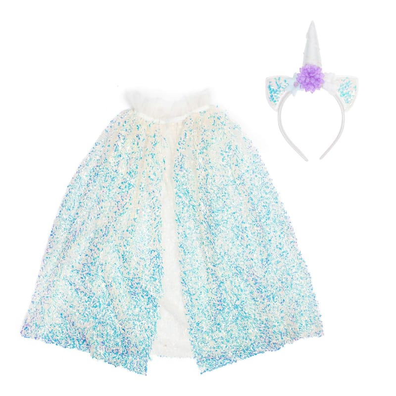 Creative Education Dress Up Accessories Unicorn Sparkle Cape & Headband (Size 4-6 yrs)