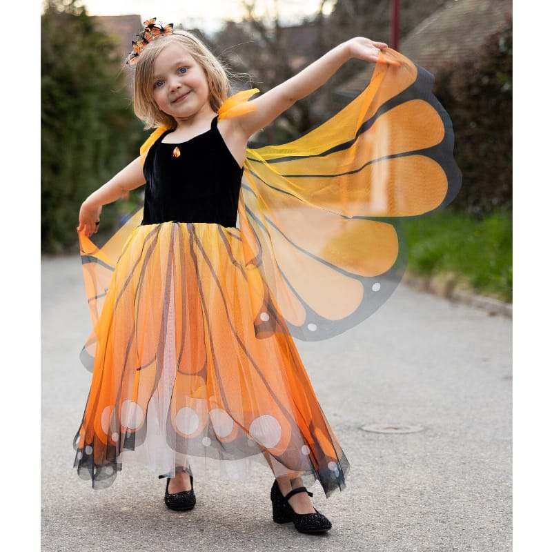 Creative Education Dress Up Outfits Butterfly Twirl Dress & Wings - Orange (Size 3-4)