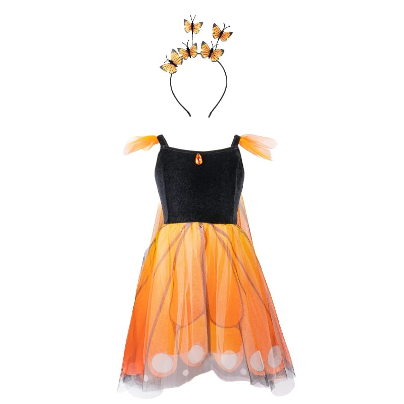 Creative Education Dress Up Outfits Butterfly Twirl Dress & Wings - Orange (Size 3-4)