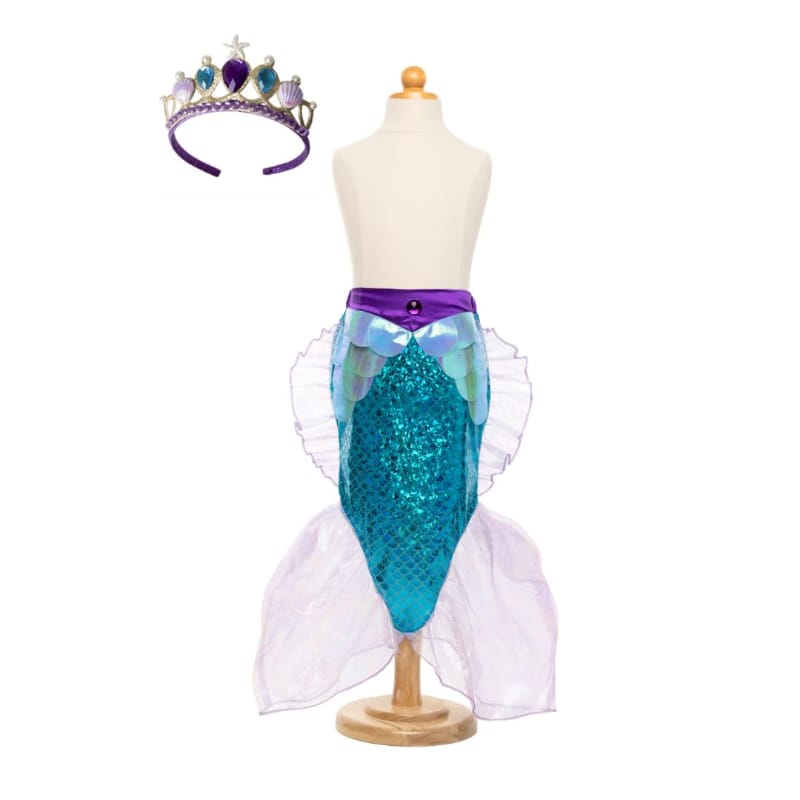 Creative Education Dress Up Outfits Default Mermaid Glimmer Skirt Set with Headband - Lilac/Blue (Size 5-6)