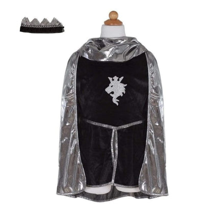 Creative Education Dress Up Outfits Knight Set with Tunic, Cape and Crown - Silver (Size 5-6 yrs)