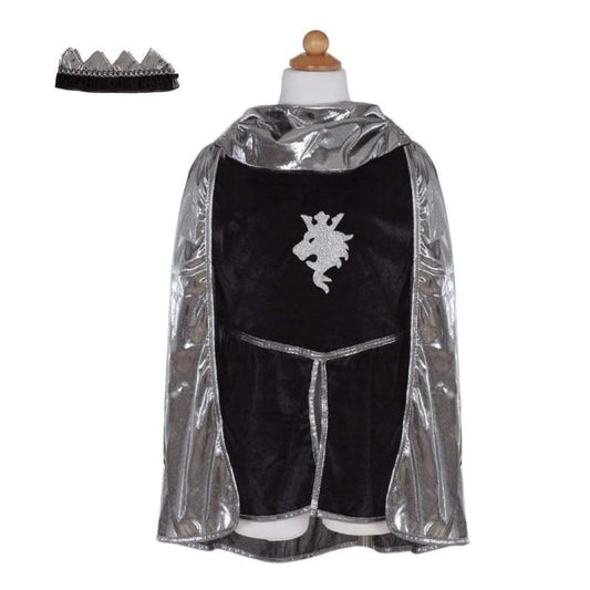 Creative Education Dress Up Outfits Knight Set with Tunic, Cape and Crown - Silver (Size 5-6 yrs)