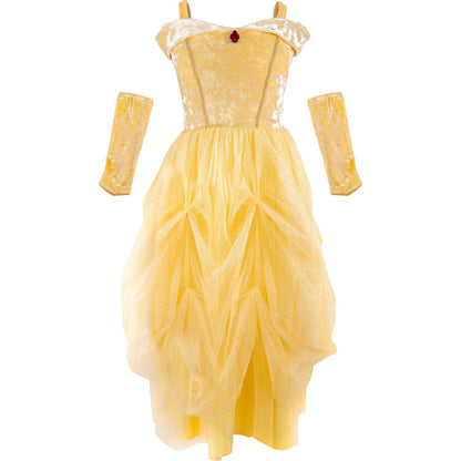 Creative Education Dress Up Outfits Velvety Soft Yellow Princess Gown (Size 3-4)