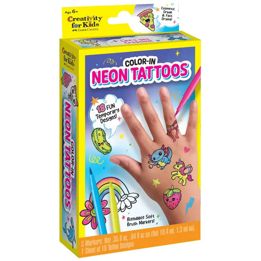 Creativity for Kids Temporary Tattoos Color In Neon Tattoos Mini Kit