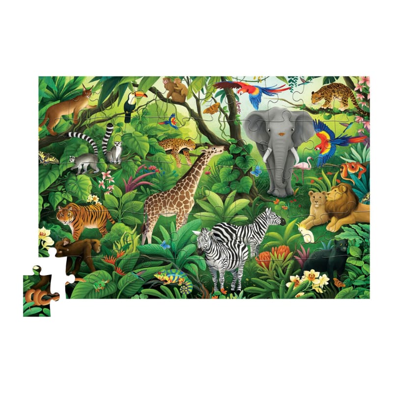 Crocodile Creek Under 100 Piece Puzzles Jungle Paradise 50 Piece Holographic Puzzle