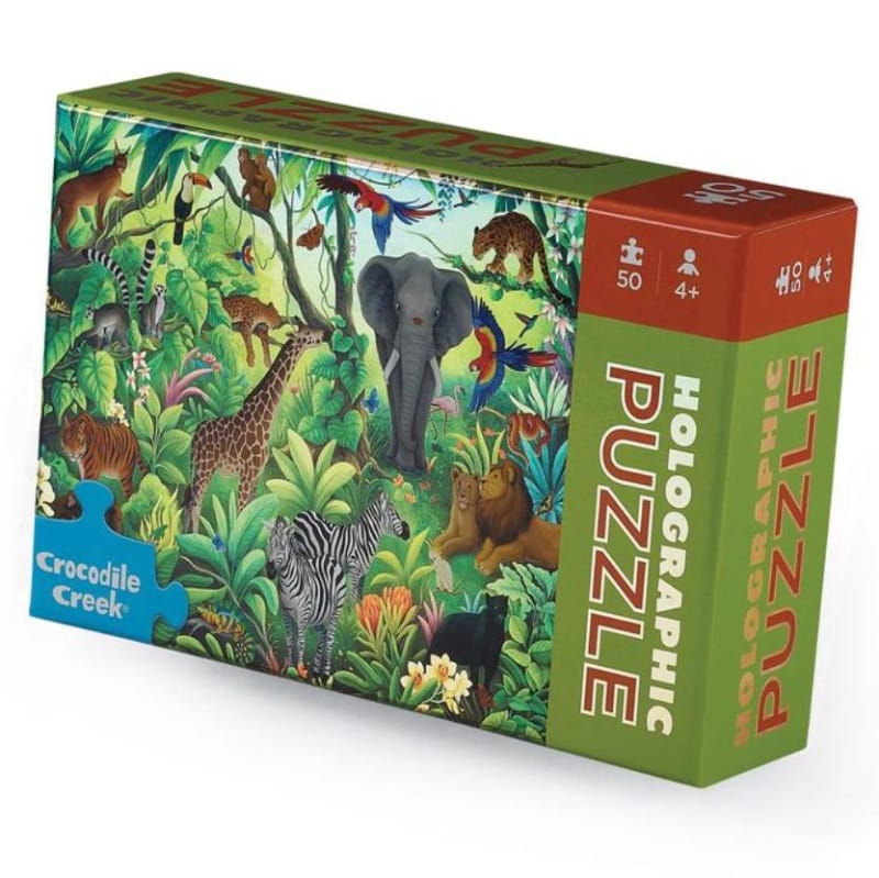 Crocodile Creek Under 100 Piece Puzzles Jungle Paradise 50 Piece Holographic Puzzle