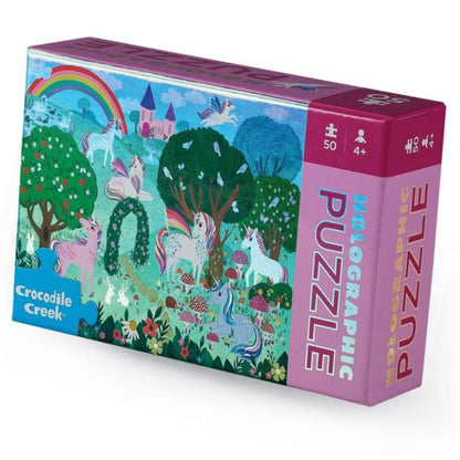 Crocodile Creek Under 100 Piece Puzzles Sparkling Unicorn 50 Piece Holographic Puzzle