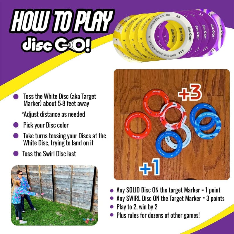 Disc GO Physical Play Games Disc GO! Game Pack - Yellow, White, Purple