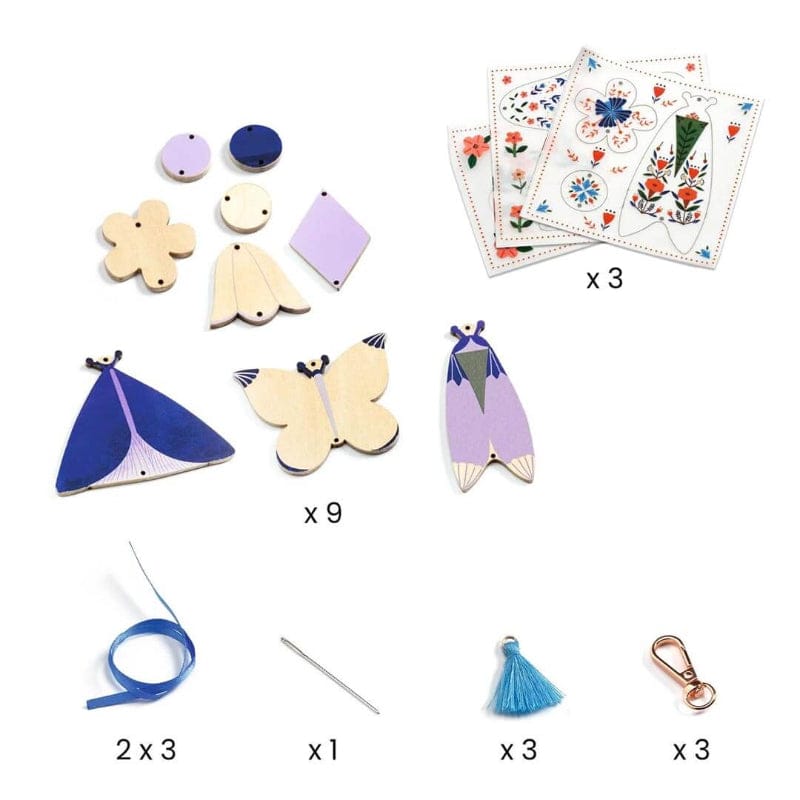 Djeco Art & Craft Activity Kits Butterflies DIY Keychain Craft Kit