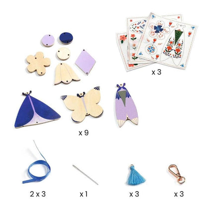 Djeco Art & Craft Activity Kits Butterflies DIY Keychain Craft Kit