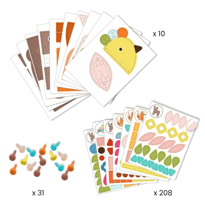 Djeco Art & Craft Activity Kits Default 3 Giant Animals Sticker Kit